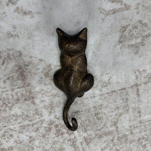 SPI Brass Cat Door Knocker Vintage Retro Brown Decor Hanger resting pose